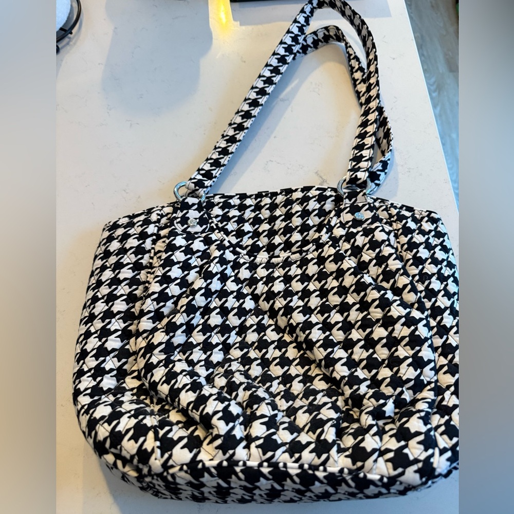 Vera Bradley Black and White Houndstooth Satchel Bag w/ Sunglasses case